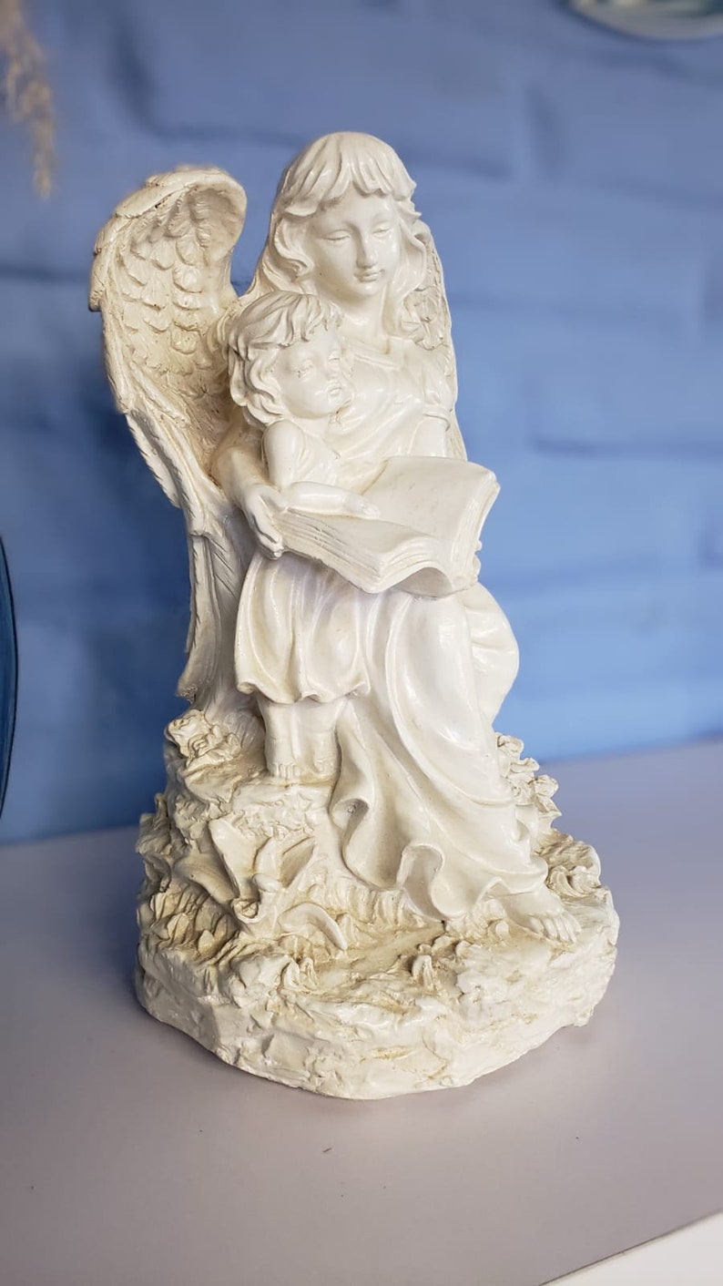 Estatua del ángel de la guarda Escultura de arte religioso, 33cm-13in, Estatua de ángel para el hogar, el jardín y el monumento. zdjęcie 10