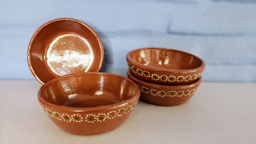 Handmade Stew Bowl Set Beautiful Mexican Pottery Pozole Ceramic Folk Art  4-Piece Set, barro artesanal México
