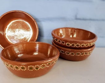 Handmade Stew Bowl Set Beautiful Mexican Pottery Pozole Ceramic Folk Art  4-Piece Set, barro artesanal
