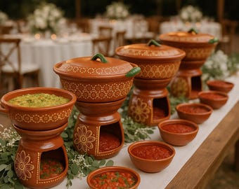 Clay Pot Stand * Chafing Food Warmer, Sauces, Soups, Bean Pot Holder, Buffet Riser, Party Set