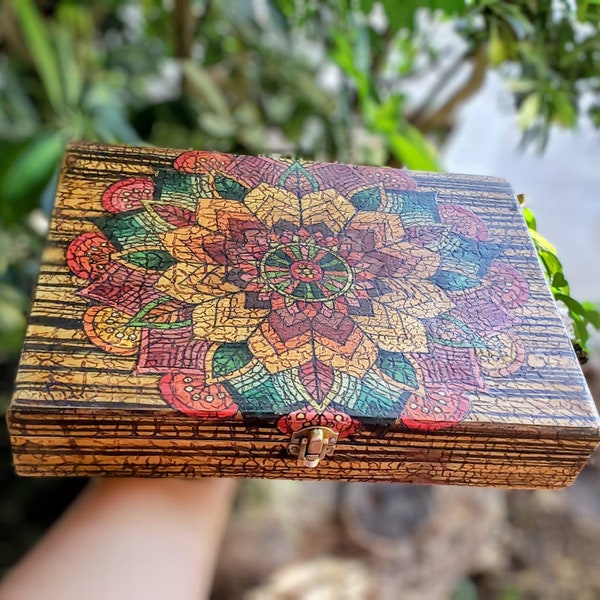 Antique Mandala Wooden Box, Bling Storage Box, Jewelry Box, Anniversary Gifts, Gift Box for Her, Birthday Gift, Jewelry Box