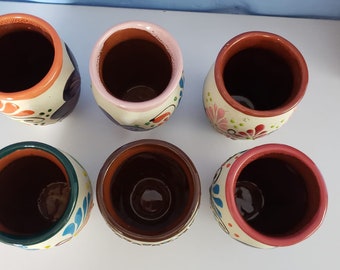 Tequila Drinking Vessels Kingrol 6-Pack Cantaritos De Barro - 12 Oz Mexican Clay Cocktail Cups Jarros Mexicanos De Barro - View #3