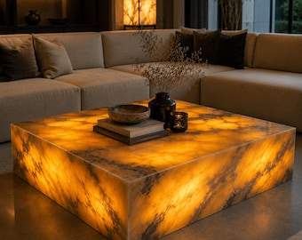 Custom Illuminated Onyx Coffee Table | 30in x 72in