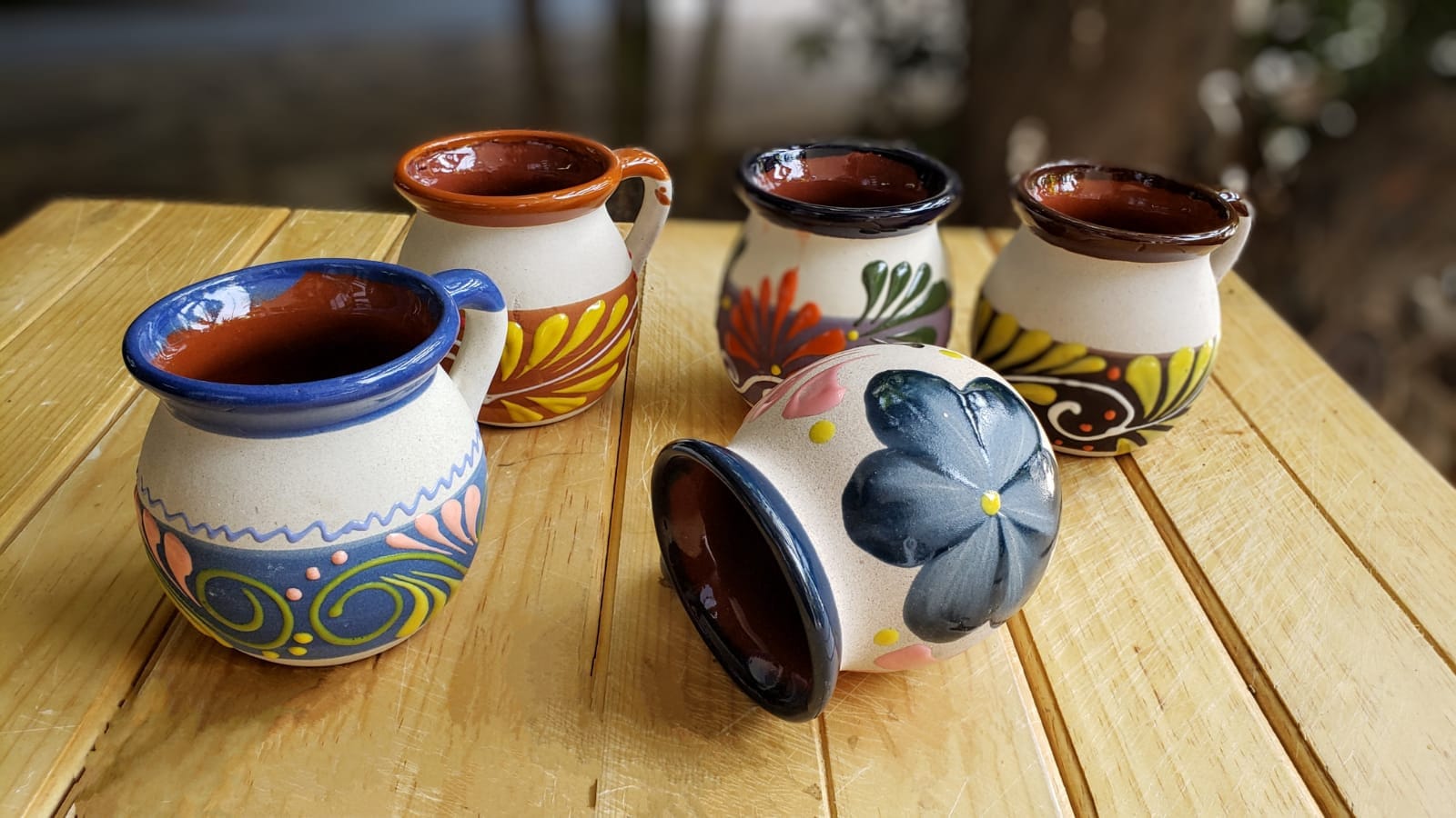 Handmade Mexican Mugs | Colorful Talavera Clay Jarritos | Tonala Cup/Rustic Clay Jar | Clay Cup, Punch Cup, Coffee Mug 12 oz