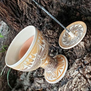 Handgemachte griechische Copalera aus der Maya-Kunst, Räucherteller, Schale zum Verbrennen von Palo Santo Copal, Räuchergefäß für Copal und heilige Kräuter