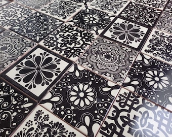 50 TILES 4in assorted designs Mexican tile handmade colorful talavera backsplash mosaic