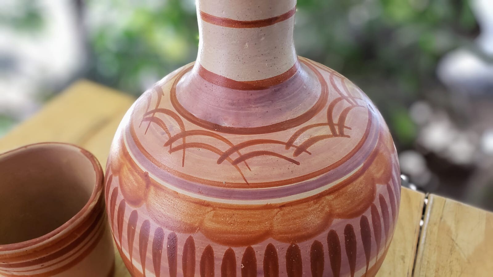 Beautifully Hand Painted Mexican Folk Art Large Clay Water