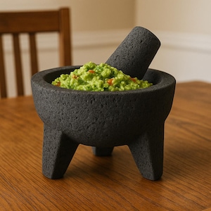 Autentico Molcajete messicano – Mortaio e pestello in pietra vulcanica fatti a mano – Diverse misure per guacamole e salsa