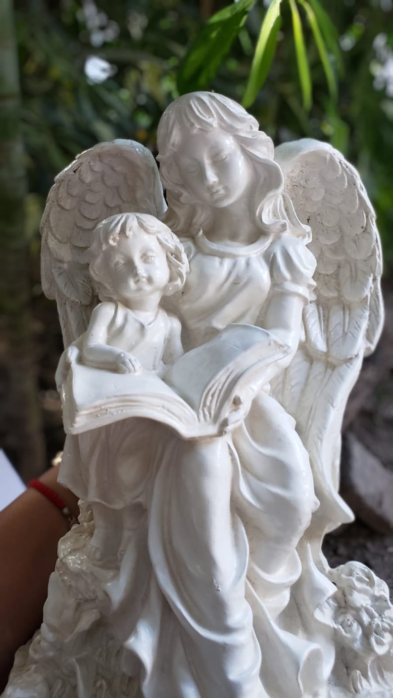 Estatua del ángel de la guarda Escultura de arte religioso, 33cm-13in, Estatua de ángel para el hogar, el jardín y el monumento. zdjęcie 2