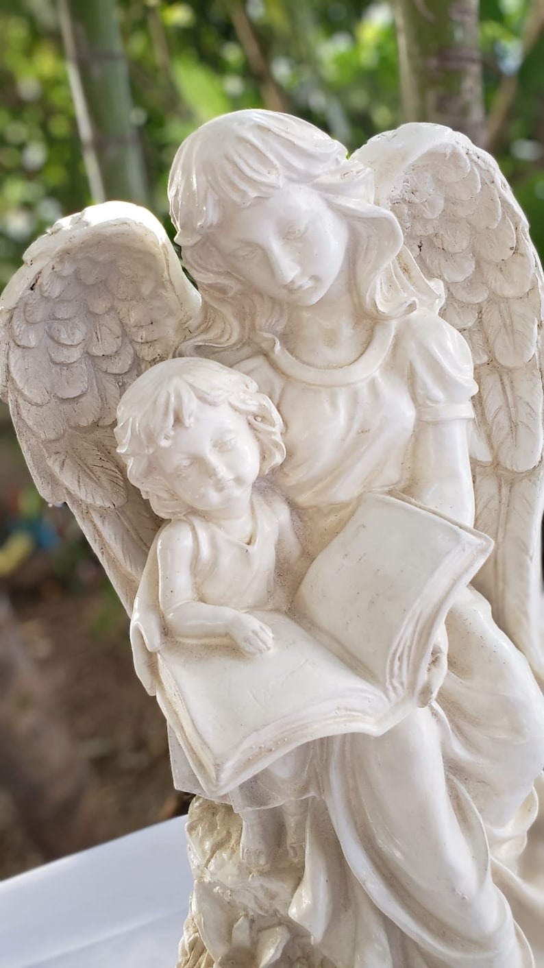 Estatua del ángel de la guarda Escultura de arte religioso, 33cm-13in, Estatua de ángel para el hogar, el jardín y el monumento. zdjęcie 4