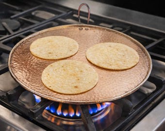 Hammered 9inches Copper Tortilla Comal – Mexican Griddle in Multiple Sizes, Handmade in Mexico