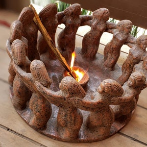 Handcrafted 13 Women Circle Sculpture - 13in Spiritual Incense Burner for Meditation & Rituals - Sacred Altar Decor