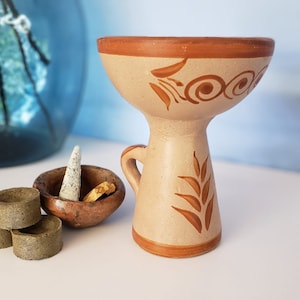 Original angestammte Copalera, Krafttier, Schale zum Verbrennen von Copal Palo Santo, uralter Ton, Popoxcomitl-Räuchergefäß