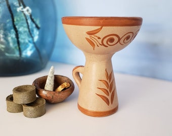 Low Price Ancestral Copalera, power animal, palo santo copal burning bowl, ancient clay, Sahumera Incense Burner Popoxcomitl