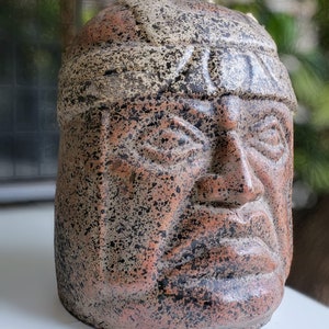 Pre-Columbian Handmade 9 in Olmec Head Sculptures, Olmec Head Sculpture -Mexico - Mexican art -Olmec- big sculpture - Educational reference
