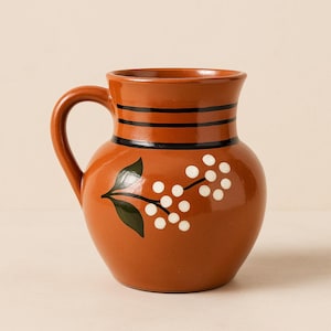 1L Hand-Painted Mexican Clay Mug – Jumbo Coffee & Beer Barrel Cup – Artisanal Barro Pottery for Hot Chocolate, Tea  Café