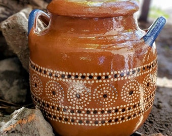 Large 5 Liter Clay Bean Pot, Classic, Rustic, Handmade in Mexico, Terracotta, 5 Liter