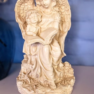 Estatua del ángel de la guarda Escultura de arte religioso, 33cm-13in, Estatua de ángel para el hogar, el jardín y el monumento. zdjęcie 8