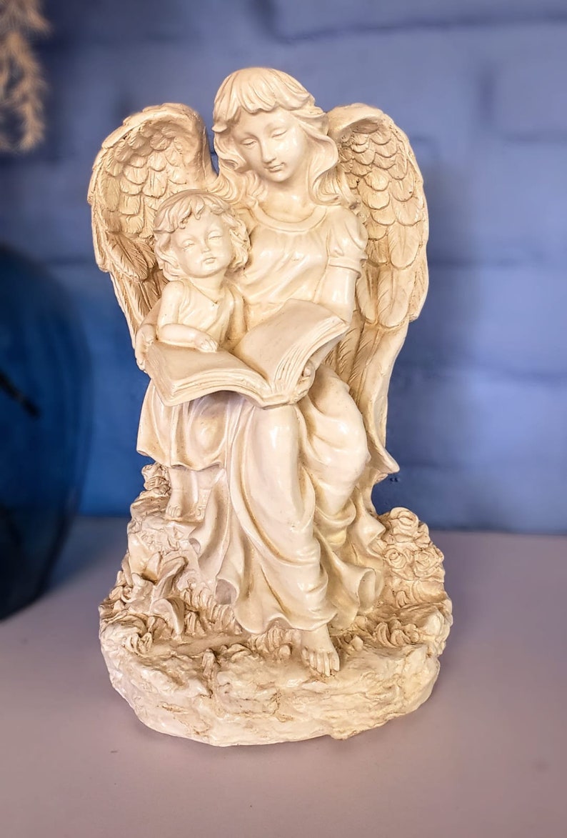 Estatua del ángel de la guarda Escultura de arte religioso, 33cm-13in, Estatua de ángel para el hogar, el jardín y el monumento. zdjęcie 8