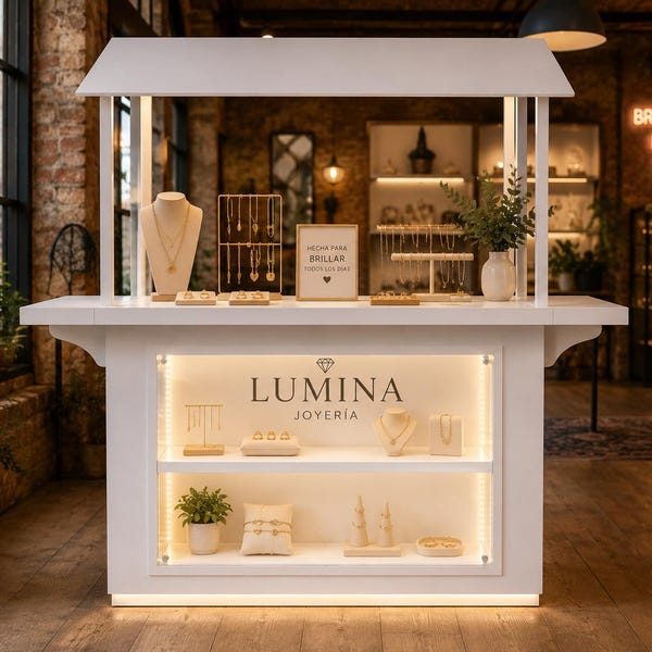 Moderne witte winkelpresentatiewagen met acryl vitrine | Draagbare pop-up stand voor sieraden – 189 cm hoge luxe presentatiewagen voor evenementen