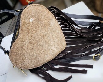 【Anyone more】Kane Vintage Heart Leather Shoulder Bag Heart-shaped Crossbody Leather Bag-handmade Bag-mexican Bag