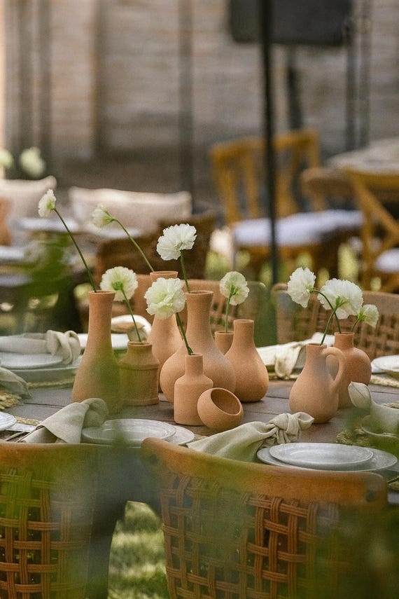 Terracotta Centerpiece Vases Set – Rustic Wedding Table Decor • Event Styling • Minimalist Floral Vessels for Corporate & Luxury Events