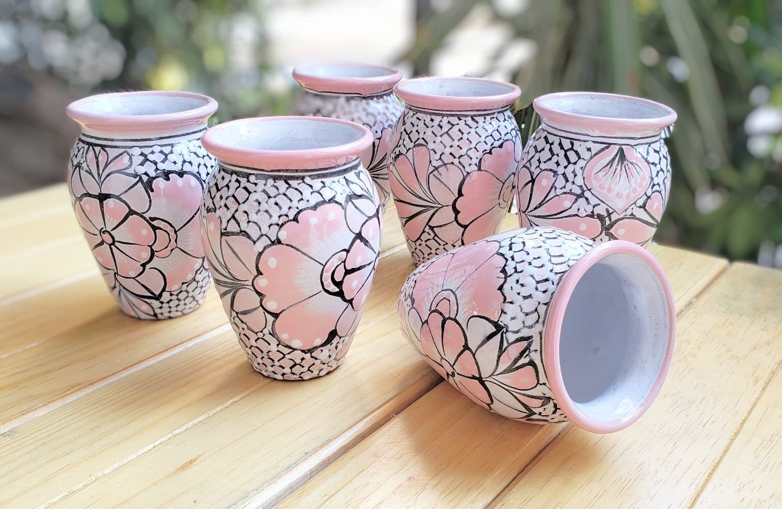 16oz Pink Clay Cantaritos, Cocktail Glass Set for Mojitos, Tequila