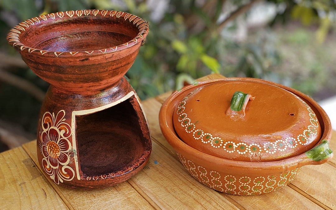 Set Anafre uso rudo y Capula Clay Cazuela Arrozera, calentador de barro  mexicano, calentador de comida hotel buffet mexicano decorado España - Main Image