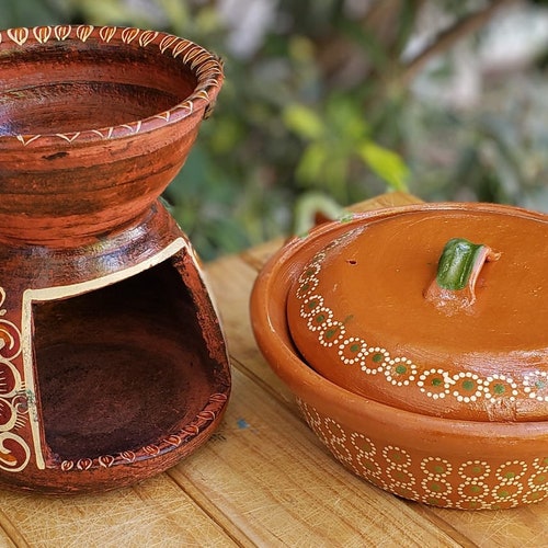 Heavy-duty Anafre Set and Capula Clay Rice Cooker, Mexican Clay