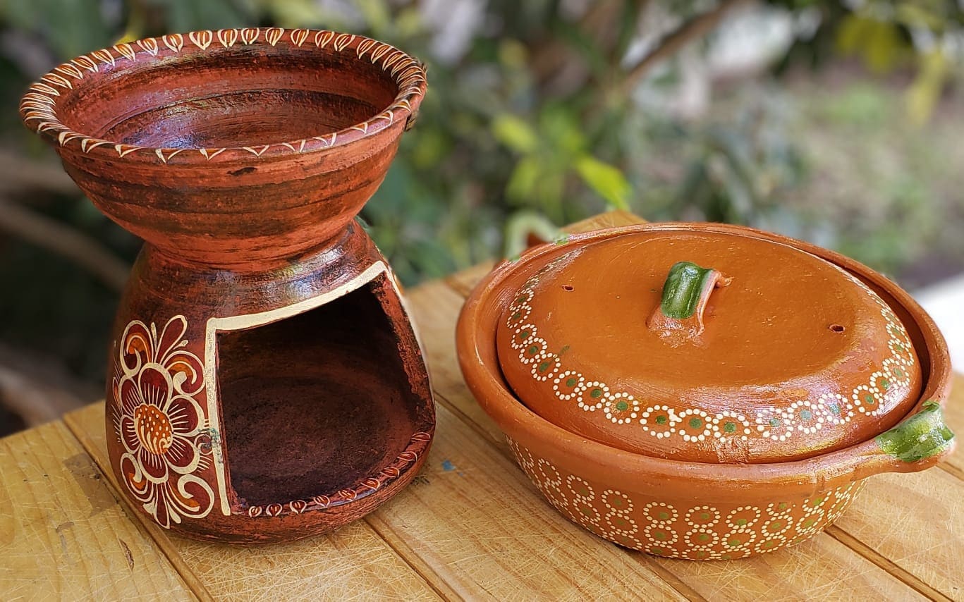 Heavy-duty Anafre Set and Capula Clay Rice Cooker, Mexican Clay