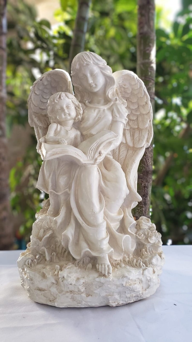 Estatua del ángel de la guarda Escultura de arte religioso, 33cm-13in, Estatua de ángel para el hogar, el jardín y el monumento. zdjęcie 1