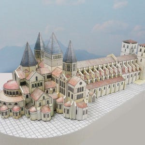 Kit de PaperCraft: Monasterio de la Abadía de Cluny, kit de manualidades con modelos de papel 3D, planos en PDF para imprimir y pegar, plantilla de manualidades de papel para bricolaje, decoración de rompecabezas de pasatiempo