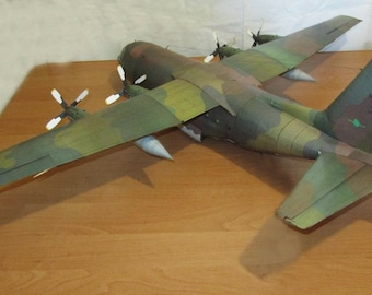 Kit de PaperCraft: avión C-130 Hércules, modelo de papel 3D, kit de manualidades, planos en PDF para imprimir, cortar y pegar, plantilla de manualidades de papel, pasatiempo, rompecabezas, decoración