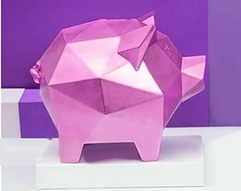 PaperCraft kit Pig 3d paper model crafting kit PDF vector lines plans to print & DIY paper craft template puzzle hobby decor