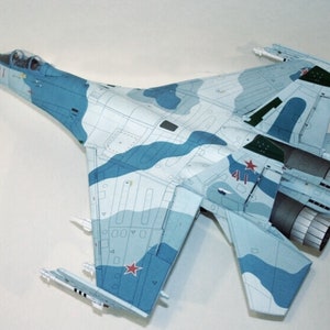 Kit de PaperCraft: avión Su-27 Flanker, modelo de papel 3D, kit de manualidades, planos en PDF para imprimir, cortar y pegar, plantilla de manualidades de papel para bricolaje, pasatiempo, rompecabezas, decoración
