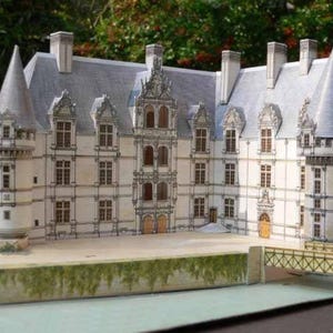 Kit di carta per lavoretti Château Azay-le-Rideau Kit di modelli di carta 3D Piani PDF per stampare, tagliare, modello di carta fai da te per lavoretti di puzzle per hobby
