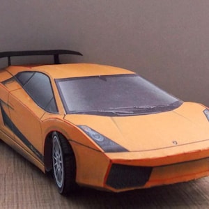 Kit de PaperCraft: Lamborghini Gallardo, coche, modelo de papel 3D, kit de manualidades, planos en PDF para imprimir y plantilla de manualidades de papel para bricolaje, decoración de rompecabezas de pasatiempo.