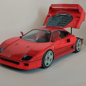 Kit de PaperCraft, modelo de papel 3D del coche Ferrari F40, kit de manualidades, planos en PDF para imprimir, cortar y pegar, plantilla de manualidades de papel para bricolaje, para pasatiempos, rompecabezas, decoración