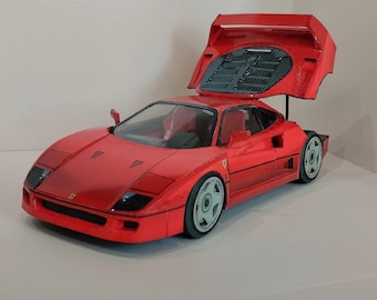 PaperCraft kit Ferrari F40 car 3d paper model crafting kit PDF plans to print cut & glue DIY paper craft template for hobby puzzle decor
