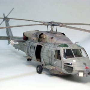 Kit de PaperCraft: helicóptero SH-60 Sea Hawk, modelo de papel 3D, kit de manualidades, planos en PDF para hacer manualidades de papel, plantilla, pasatiempo, rompecabezas, decoración