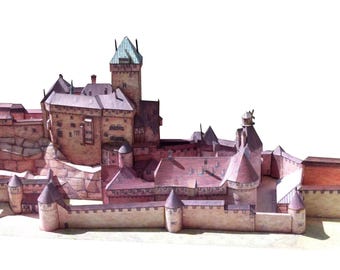PaperCraft Bastelset Chateau du Haut-Koenigsbourt France 3D Papiermodell Bastelset PDF-Pläne für DIY-Papiermodelle für Hobby-Puzzle-Dekore