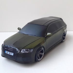 Kit de PaperCraft: modelo de papel 3D de coche Audi RS6 negro, planos en PDF para imprimir y plantilla de manualidades de papel para bricolaje, decoración de rompecabezas