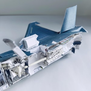 Kit de manualidades con modelo de papel 3D F-35B STOVL, planos en PDF para imprimir, cortar y pegar, plantilla de manualidades de papel para bricolaje, pasatiempo, rompecabezas, decoración