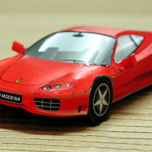 Kit PaperCraft Ferrari 360 Modena kit de elaboración de modelos de papel en 3D, planos en PDF para imprimir plantillas de manualidades en papel cortadas y pegadas para decoración de rompecabezas