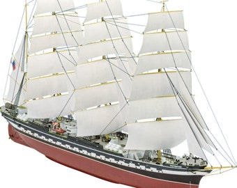 PaperCraft kit Sail Boat 3d paper model crafting kit PDF plans to print cut & glue DIY paper craft template for hobby puzzle decor