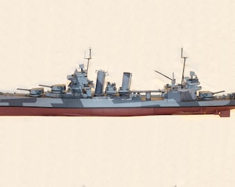 PaperCraft kit USS San Francisco cruiser 3d paper model crafting kit PDF plans to print & DIY paper craft template for hobby puzzle decor