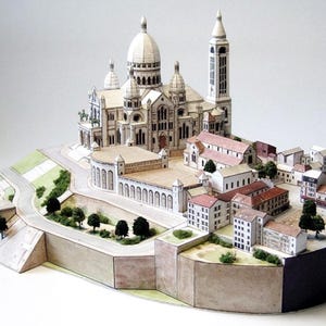 Kit PaperCraft Montmartre Paris France Kit de création de modèle 3D en papier Plans PDF à imprimer et modèle de création artisanale en papier à monter soi-même pour la décoration de puzzle de passe-temps