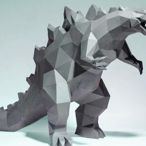 Kit de manualidades con modelos de papel 3D de Godzilla, kit de manualidades con líneas vectoriales en PDF, planos para imprimir, cortar y pegar, plantilla de manualidades de papel para bricolaje, pasatiempo, rompecabezas, decoración