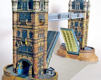 PaperCraft kit Tower Bridge London 3d paper model crafting kit PDF plans DIY template