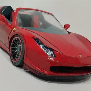 Kit PaperCraft Ferrari 458 Italia, kit de elaboración de modelos de papel en 3D, planos en PDF para imprimir y plantilla de manualidades en papel DIY para decoración de rompecabezas
